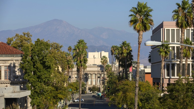 City streetscape in downtown San Bernardino, California