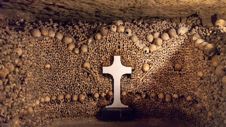 Bone wall at Paris Catacombs