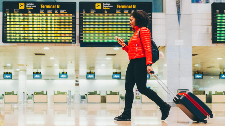 Woman walking in airport