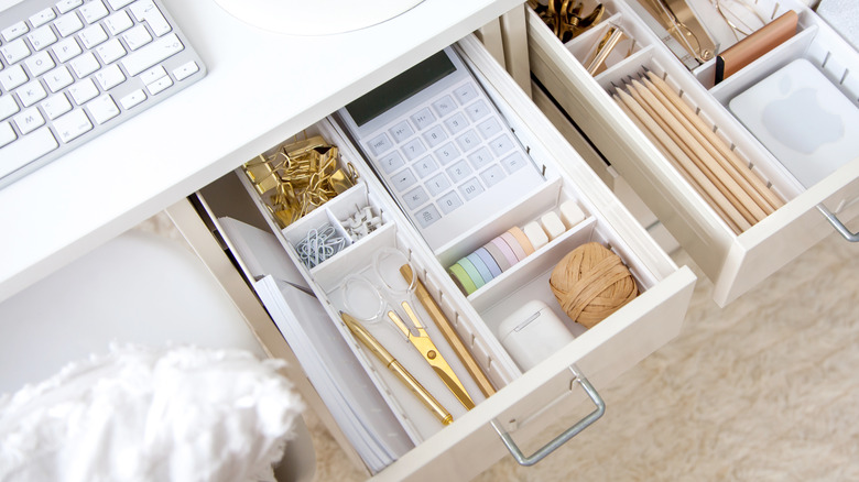 Organized desk drawer