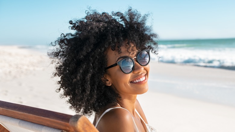 happy woman on a beach