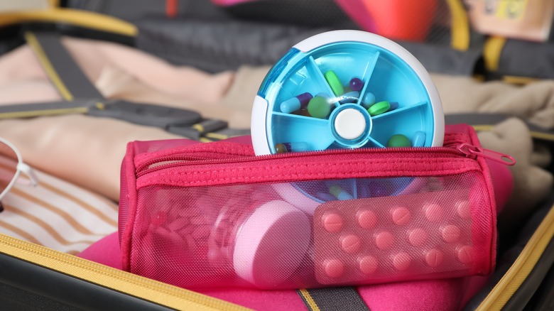 Medicines packed in a suitcase