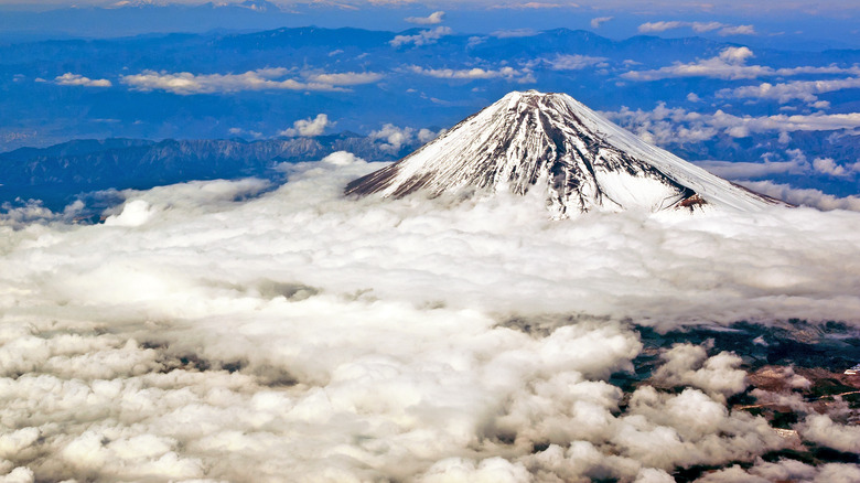 Mount Fuji Peeking Over Clouds
