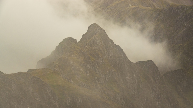 Mist covering the ridge of Aonach Eagach