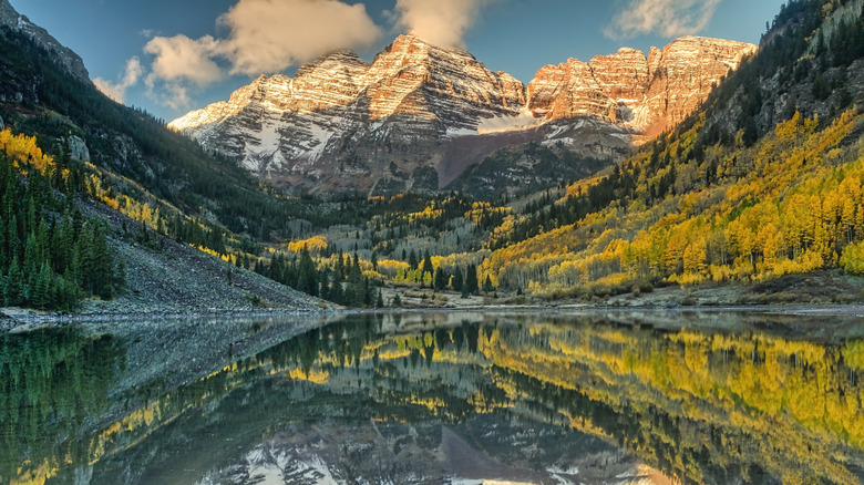 Maroon Bells view from lake