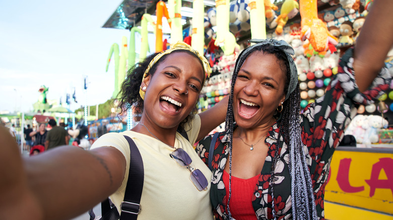 Women at amusement park
