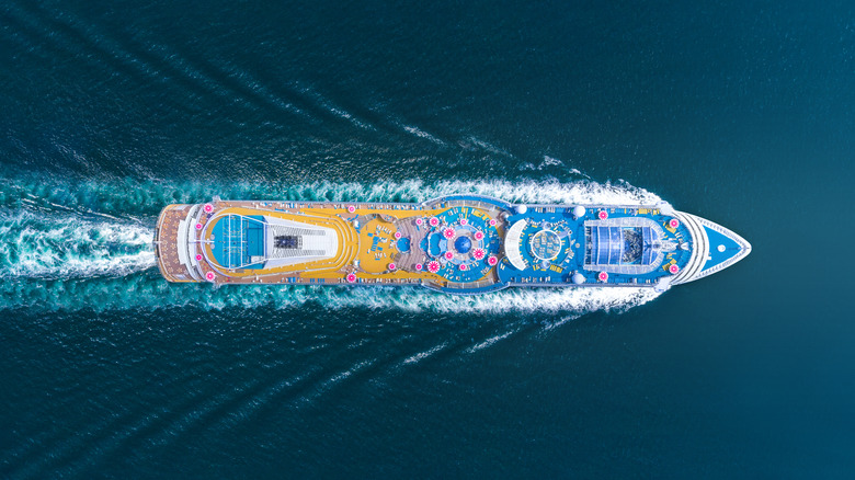 aerial view of cruise ship