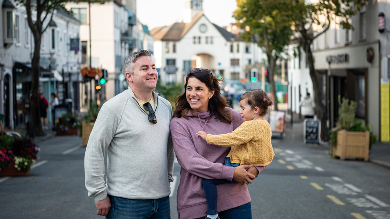 A family walking in Dublin.