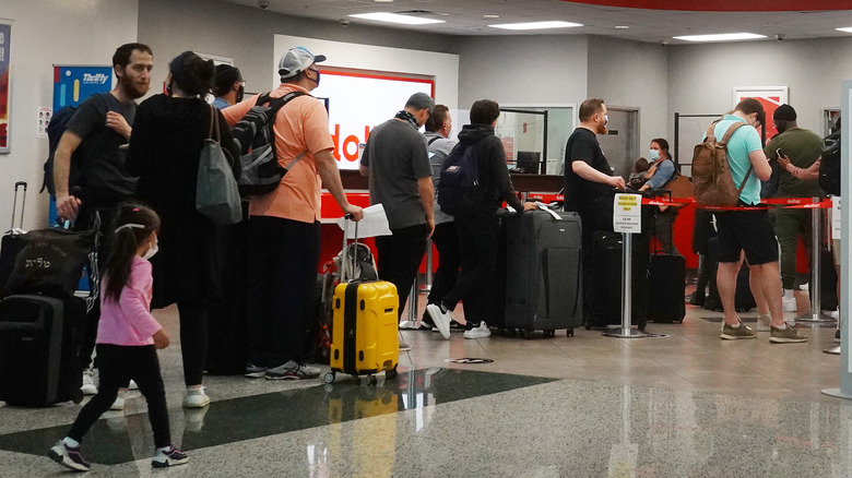 Passengers waiting in line