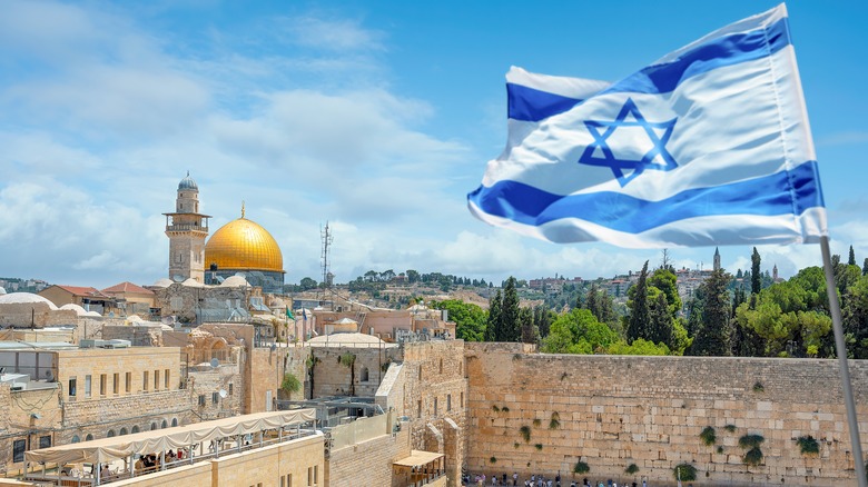 Israeli flag over Jerusalem