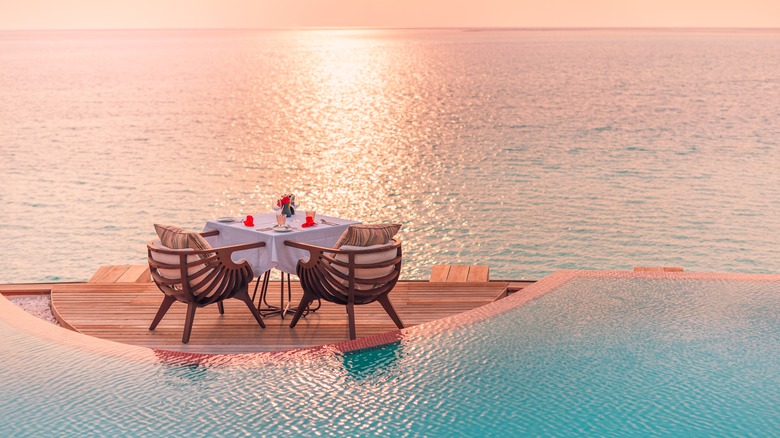 table setting overlooking ocean