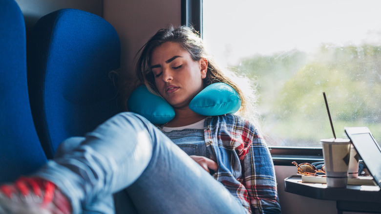 Sleeping but alert woman