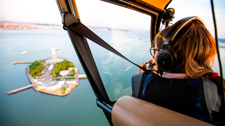woman on helicopter tour of nyc