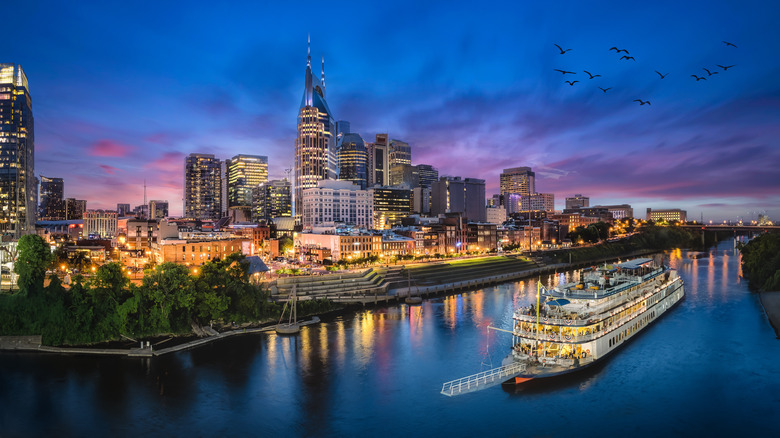 view of Nashville at sunset