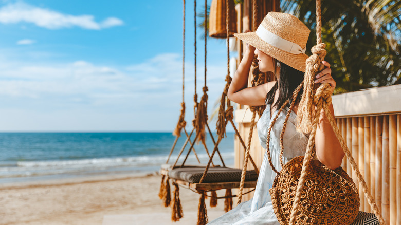 woman relaxing on beach