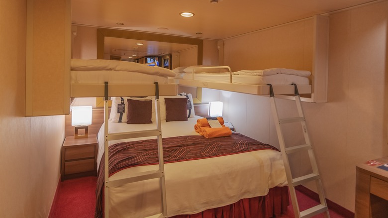inside cabin with bunk beds