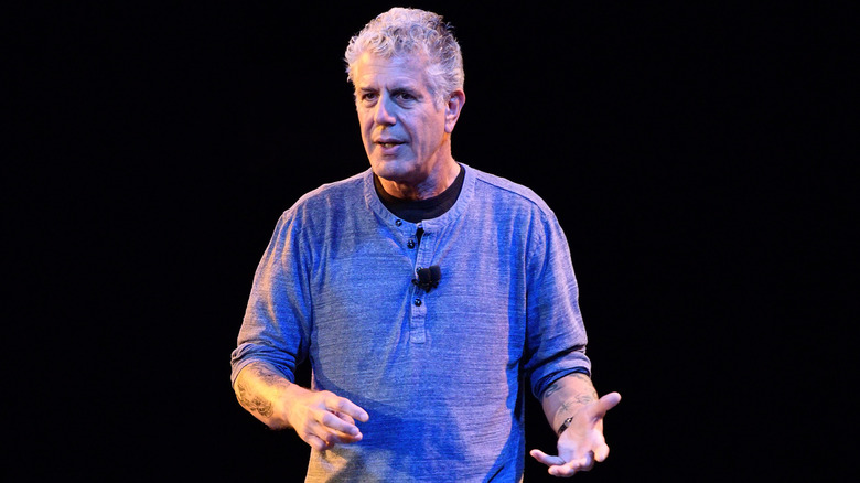 Anthony Bourdain speaking on stage