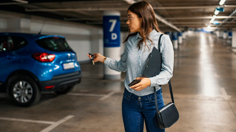 woman in parking garage