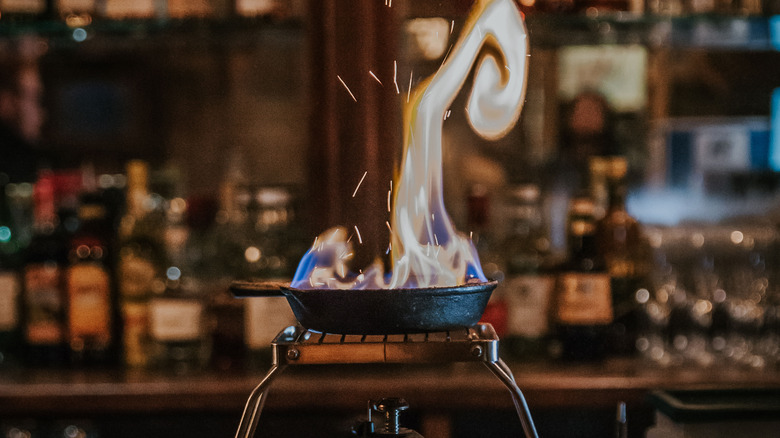 Cocktail making at The Cauldron