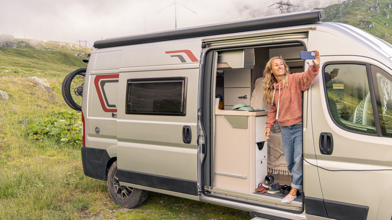 RV traveler taking a selfie