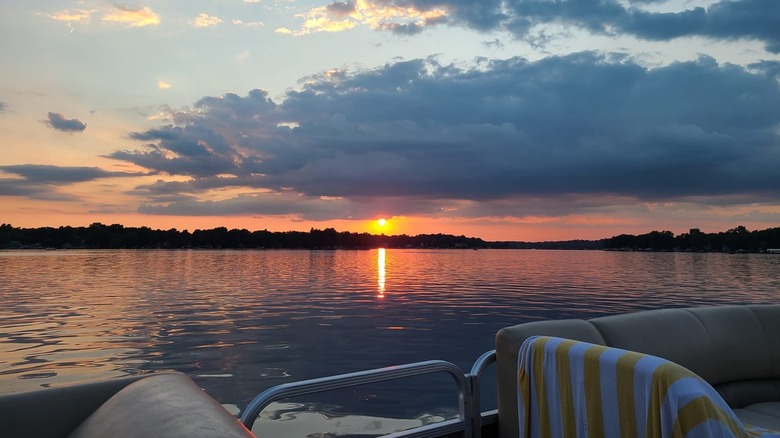 Boating at sunset on Tippecanoe Lake in Kosciusko County, northern Indiana.