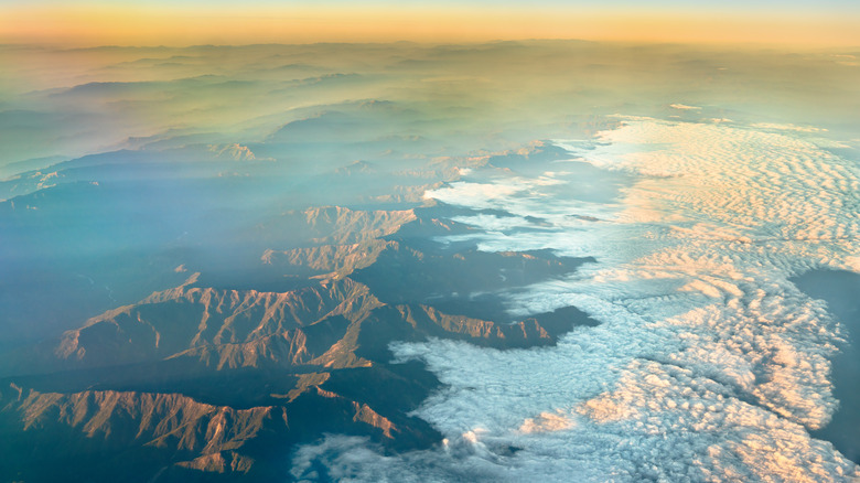 Aerial view of Naga Hills bordering Burma and India