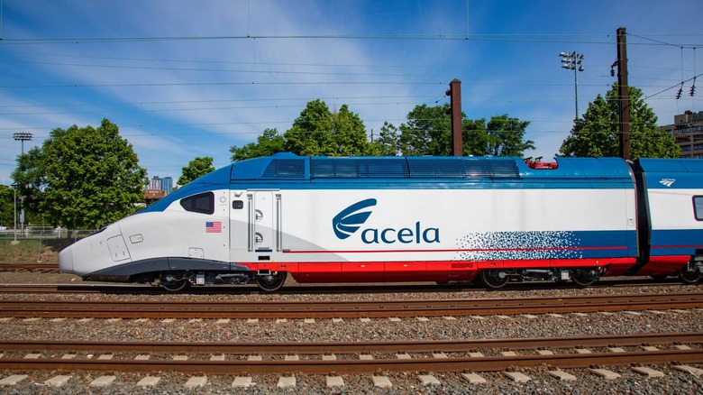 Acela-branded train on track