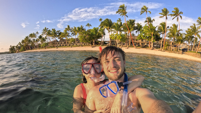 couple in Fiji on beach