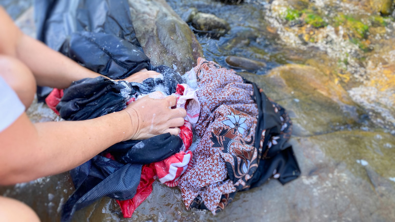 wet clothes by river