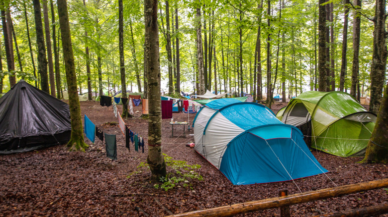 campsite with laundry hanging