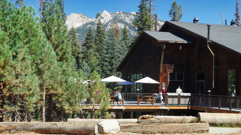Outdoor seating at Wuksachi Lodge