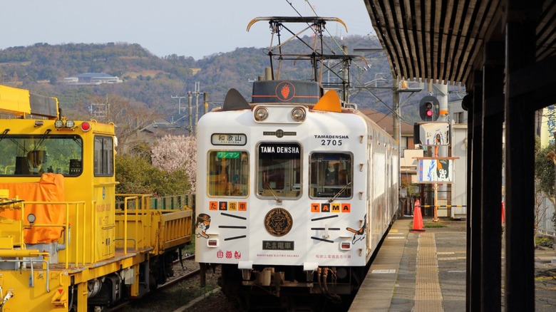 Cat-themed Tama Train at station in Japan