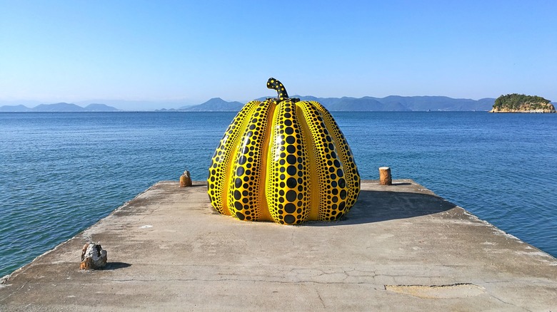 Yayoi Kusama pumpkin sculpture pier Naoshima