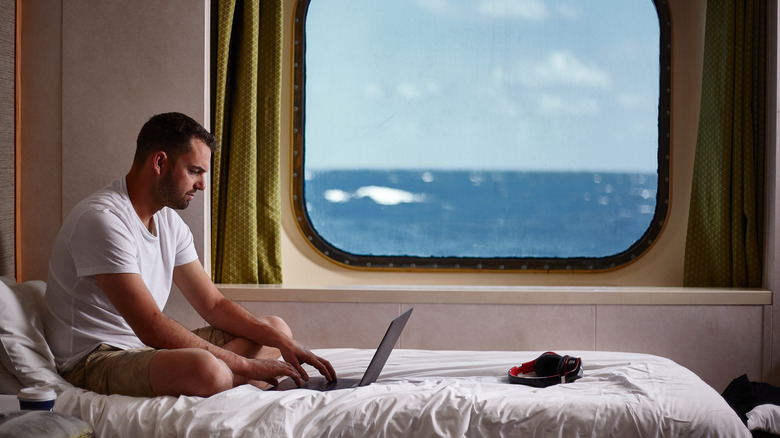 Man cruise cabin window