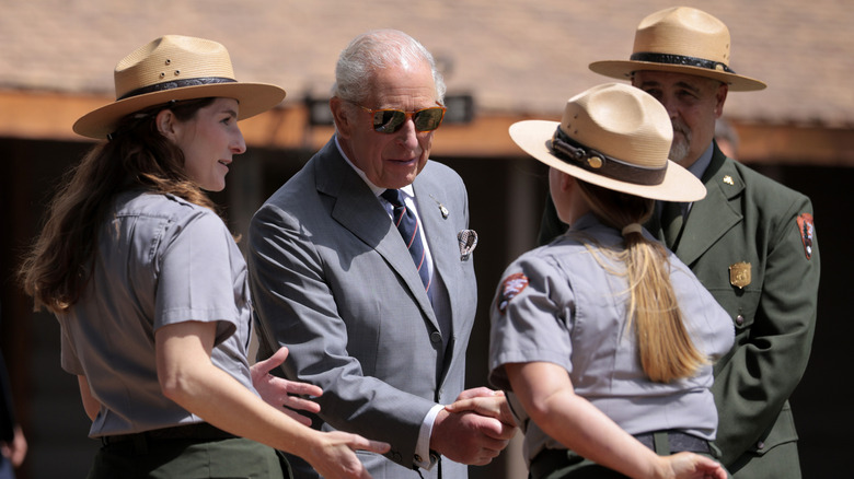 King Charles III with park rangers at Shenandoah National Park in Virginia.