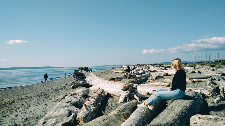Woman sitting at La Push