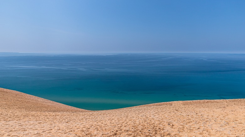 Lake Michigan beach and sand view