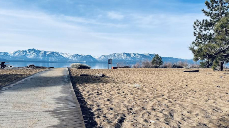 The beach at Nevada Beach Campground.