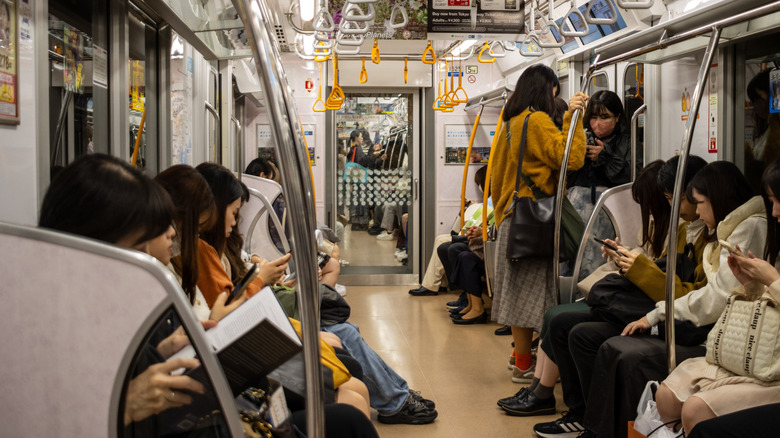 Inside of a Japanese train car