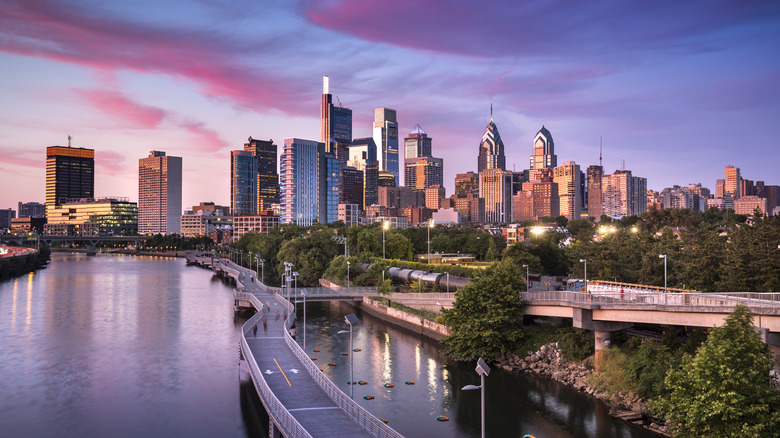 Philadelphia skyline and river