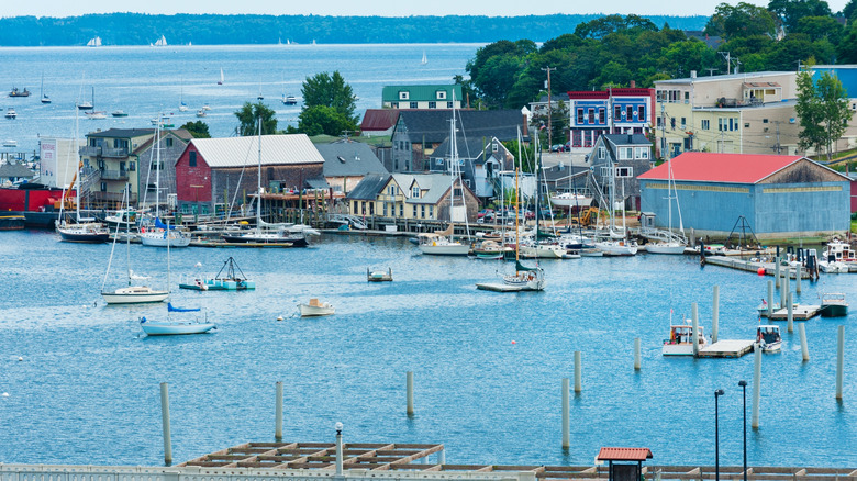 Ships docked at port of Belfast, Maine