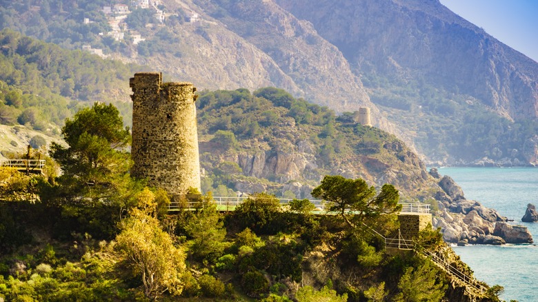 Ancient stone tower along the rugged Costa del Sol