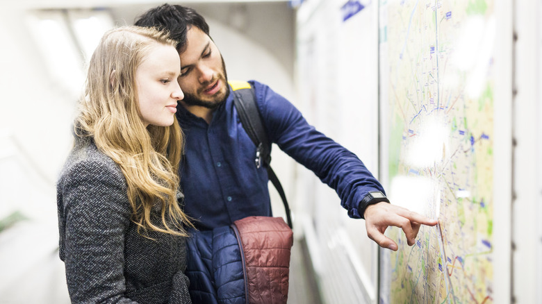 Couple looking at a map