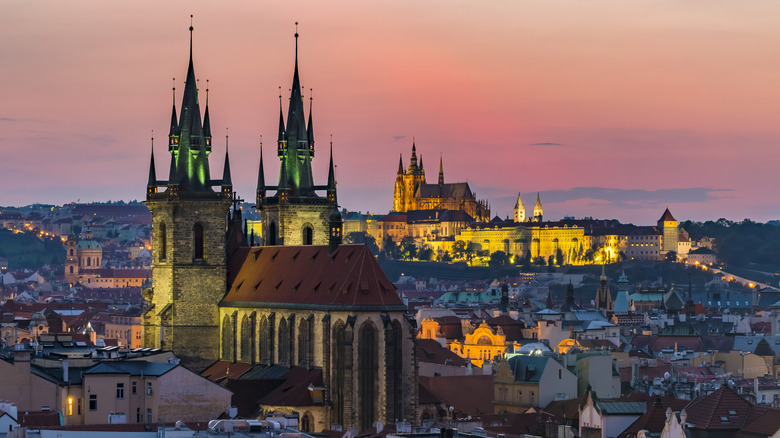 Prague, Czech Republic at sunset