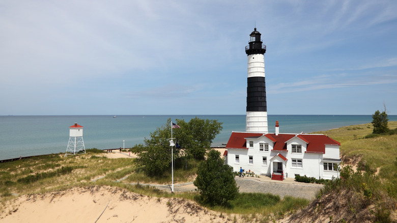 Ludington State Park beach and lighthouse.