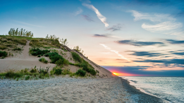 Sunset at Sleeping Bear Dunes Park.
