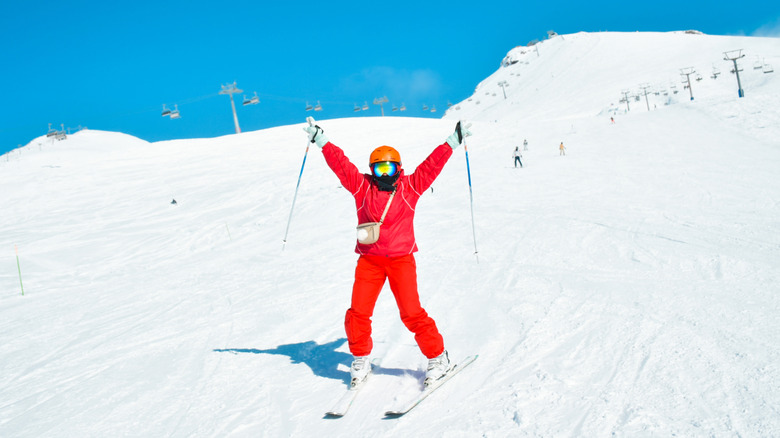 A guest enjoys a day of skiing