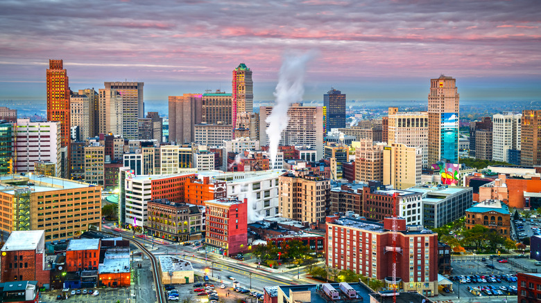 Detroit at sunset