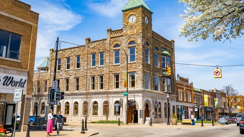 The charming streets and historic buildings in downtown Holland, Michigan