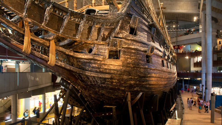 The fully intact Vasa warship inside the Vasa Museum